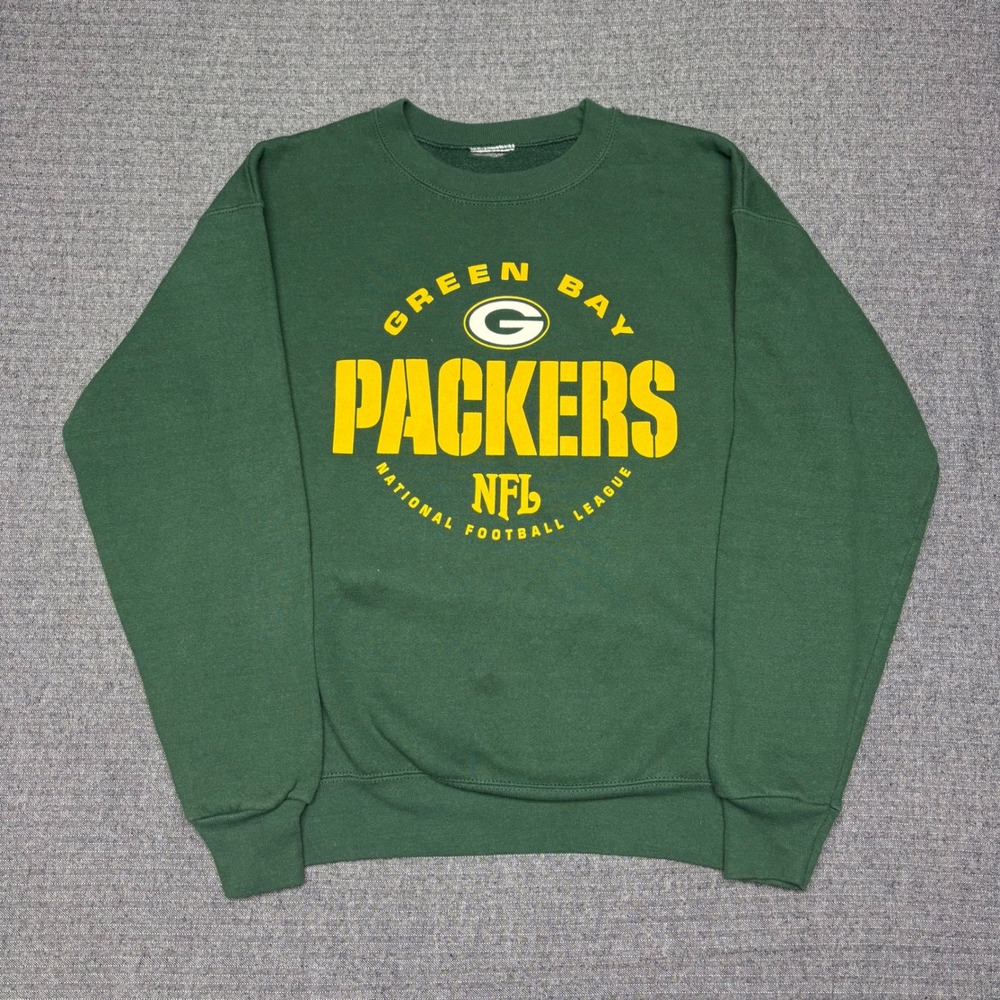 Vtg 90s Green Bay Packers NFL Crewneck Sweatshirt Mens Green Yellow Graphic